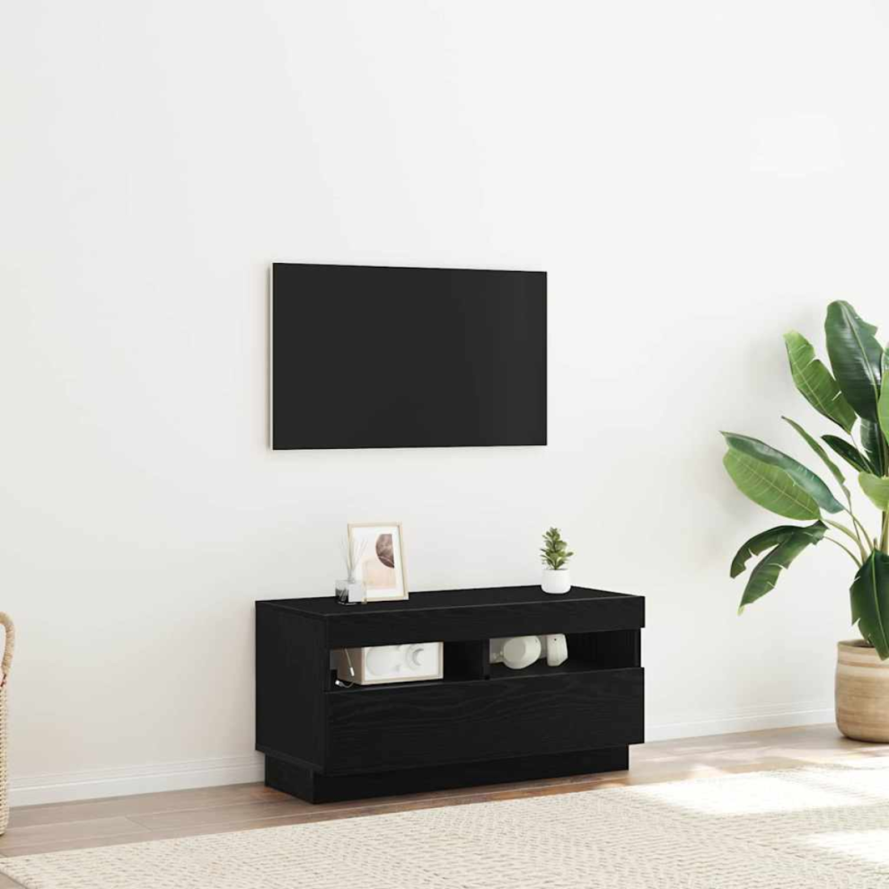 Vidaxl Tv Cabinet Black Oak 80 X 35 X 40 Cm Engineered Wood