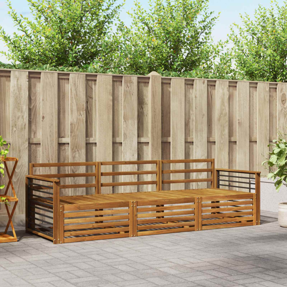 VIDAXL 3-Piece Outdoor Sofa Set in Solid Acacia Wood, Brown Furniture for Garden and Terrace Seating - Image 2