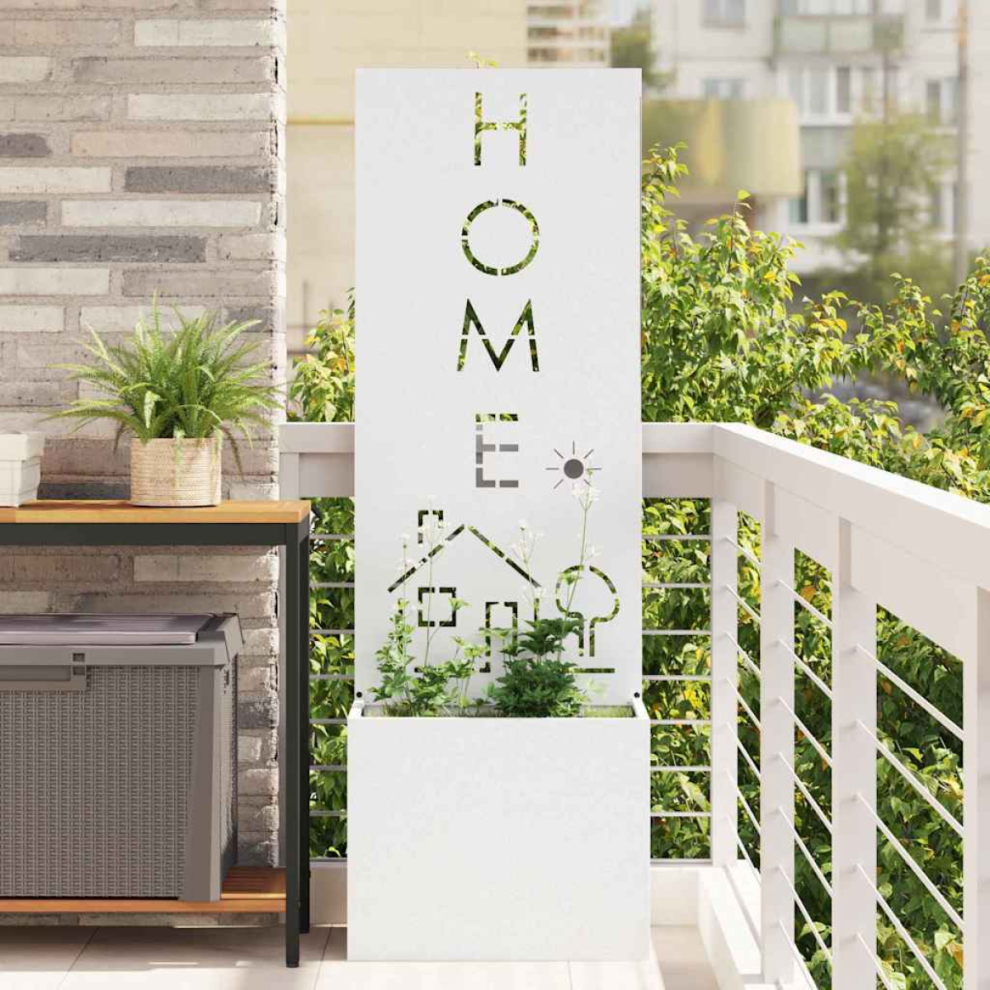 Vidaxl Garden Privacy Screen White 50 X 140 Cm Cold-Rolled Steel