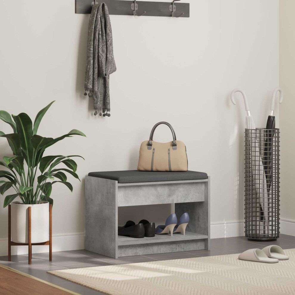 Vidaxl Hall Bench With Cushion Concrete 63 X 38 X 45 Cm Grey