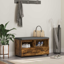 vidaXL Hall Bench with Cushion with Drawer Smoked Oak 80 x 38 x 46 cm
