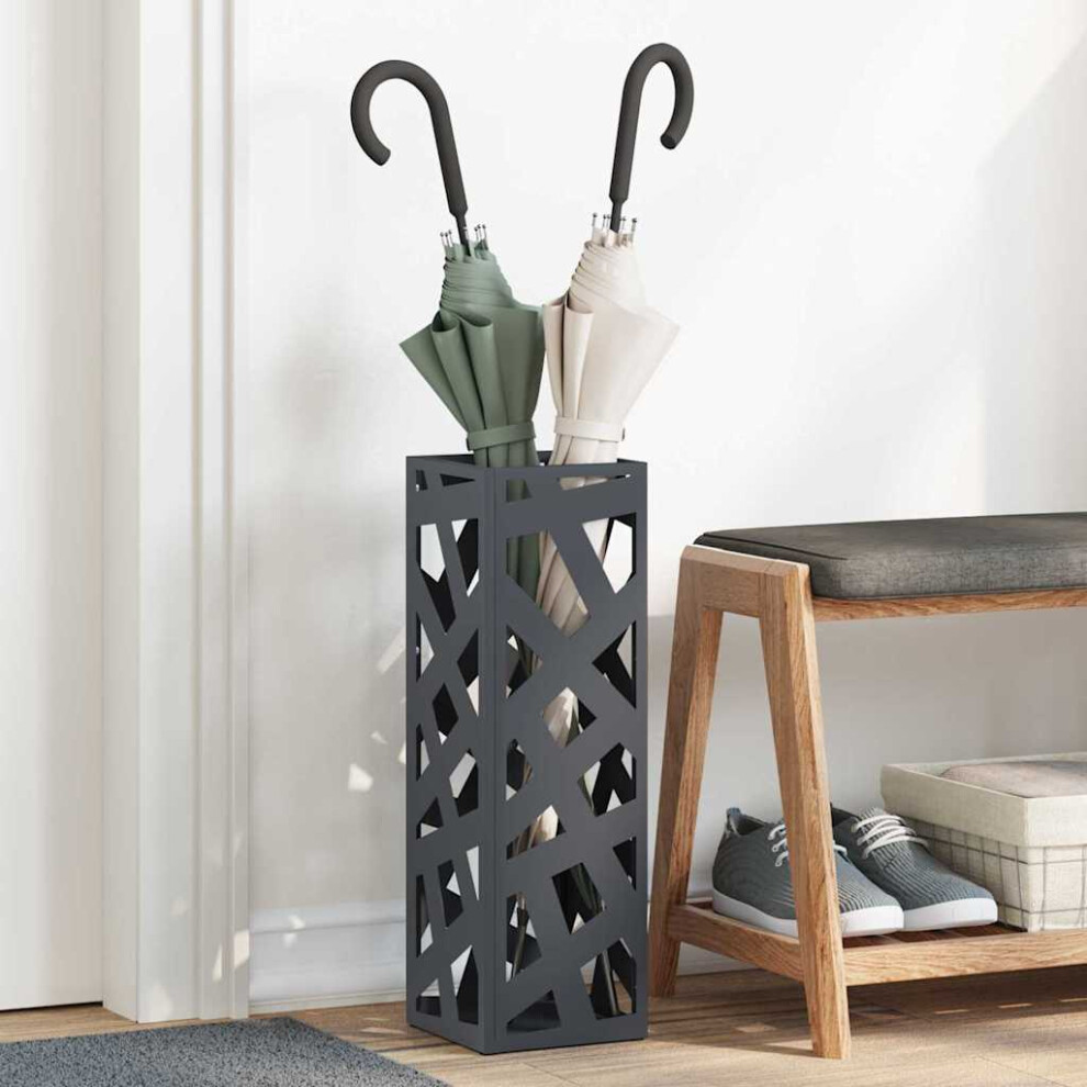Vidaxl Umbrella Stand 15.5 X 15.5 X 49 Cm Metal Anthracite
