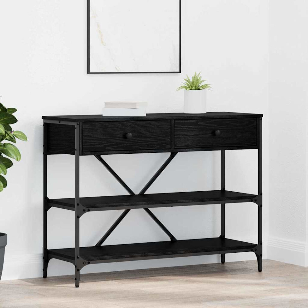 Vidaxl Console Table With Drawer Oak 100 X 34.5 X 75 Cm Wood Black
