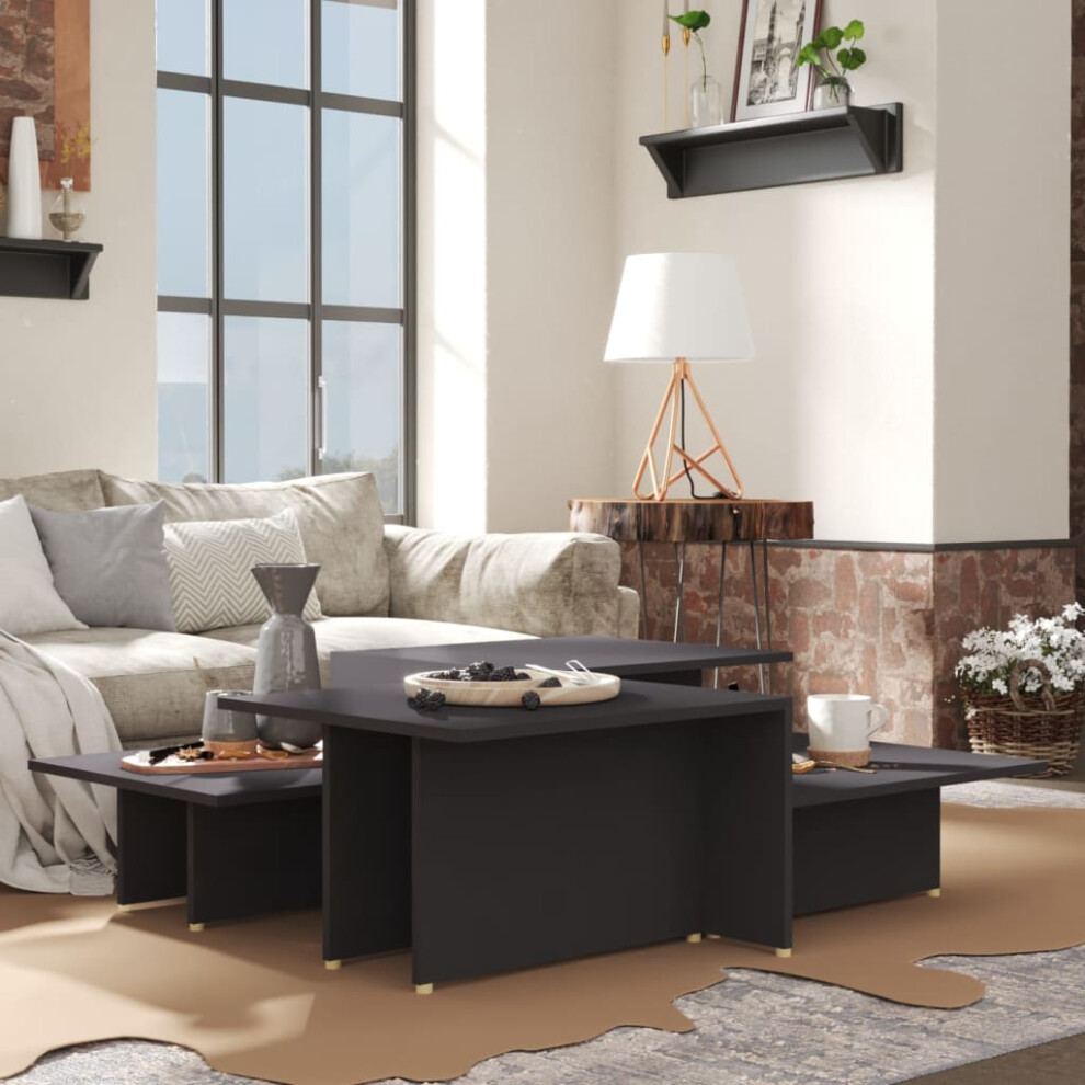 VIDAXL - Coffee Table Set - 2 Piece - Grey - 111.5 x 50 x 33 cm - Image 3
