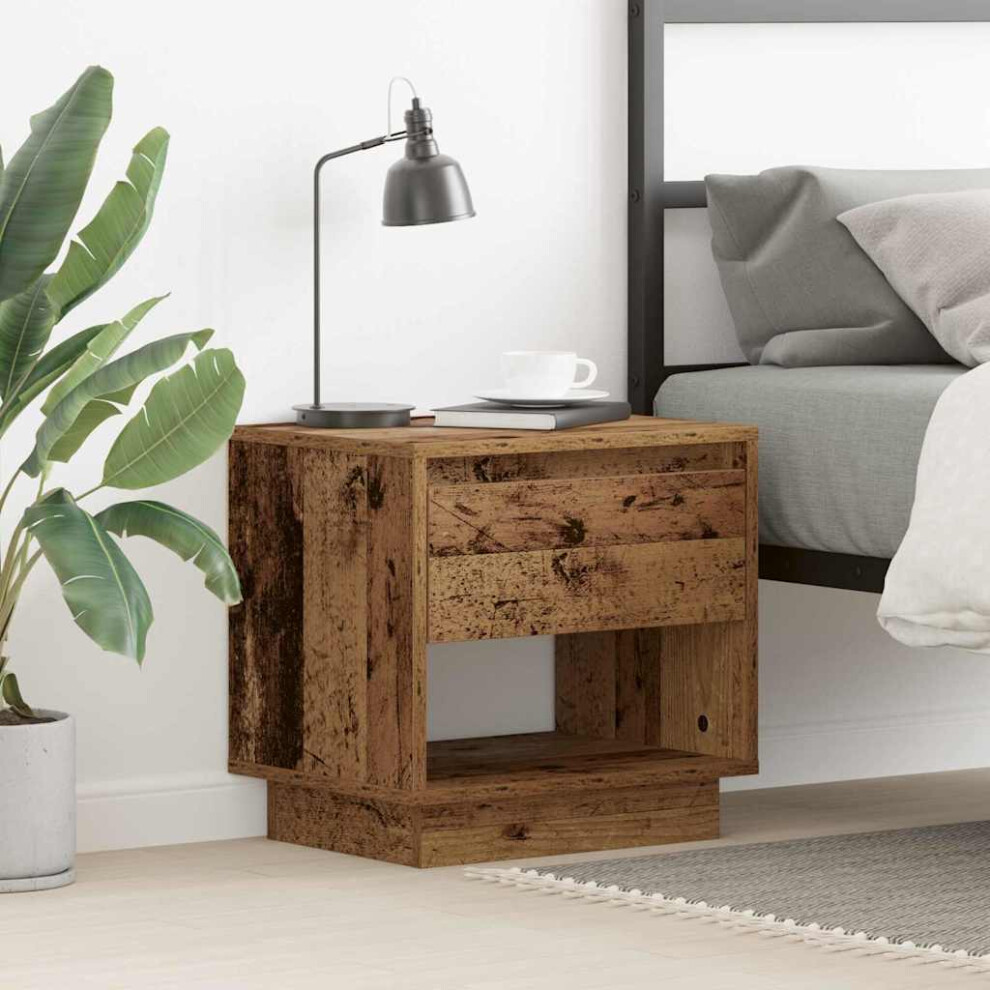 Vidaxl Nightstand With Drawer Old Wood 45 X 34 X 44 Cm Engineered Wood