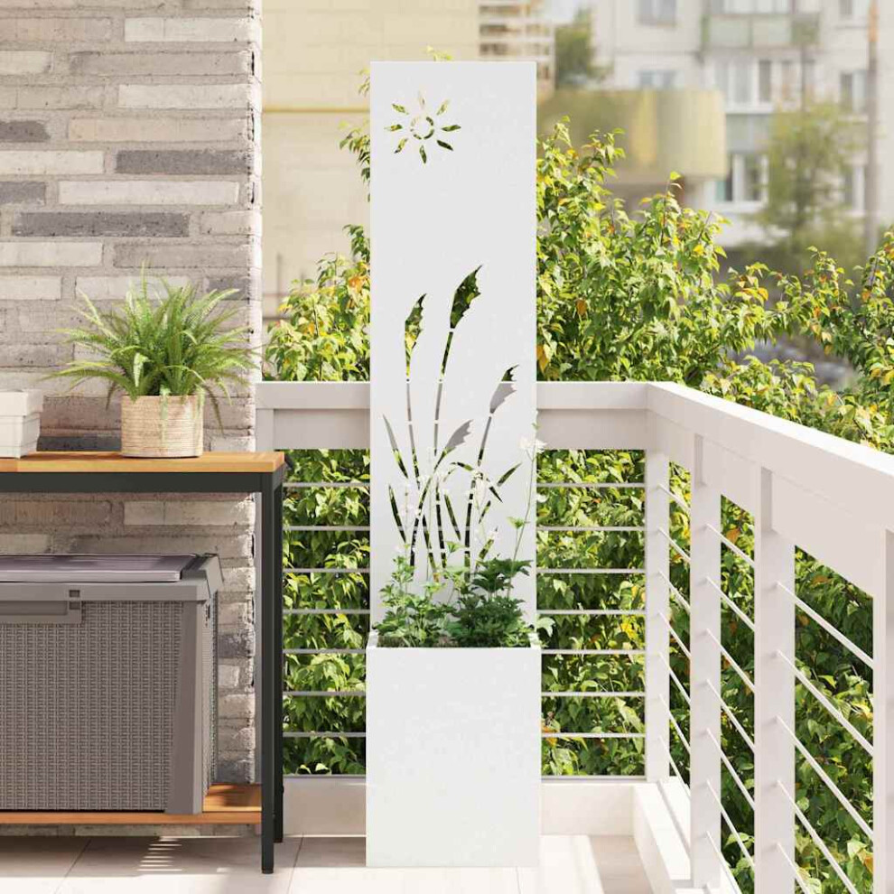 Vidaxl Garden Privacy Screen White 32 X 140 Cm Cold-Rolled Steel