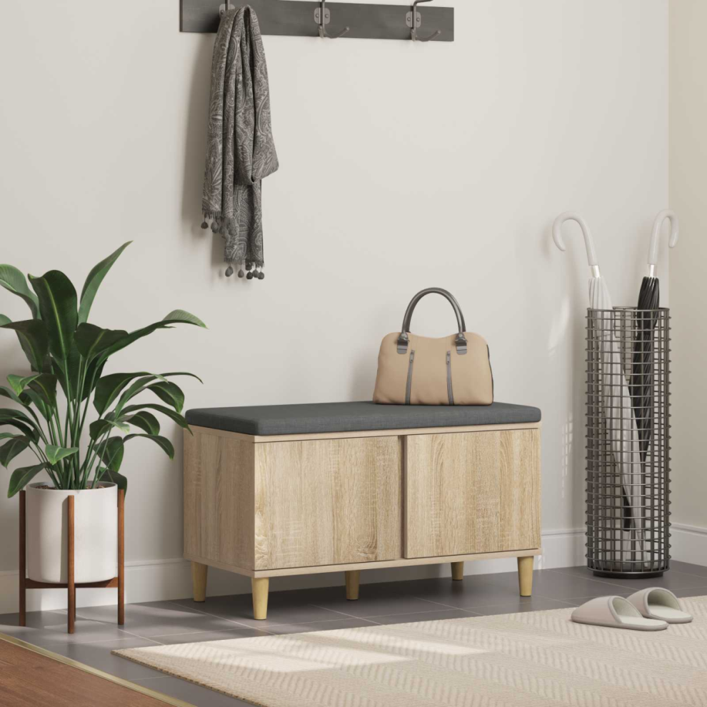 Vidaxl Hall Bench With Cushion With Storage Sonoma Oak 80 X 38 X 46 Cm