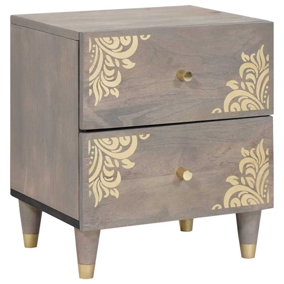 Vidaxl Bedside Cabinet Grey 40 X 33 X 46 Cm Solid Mango Wood