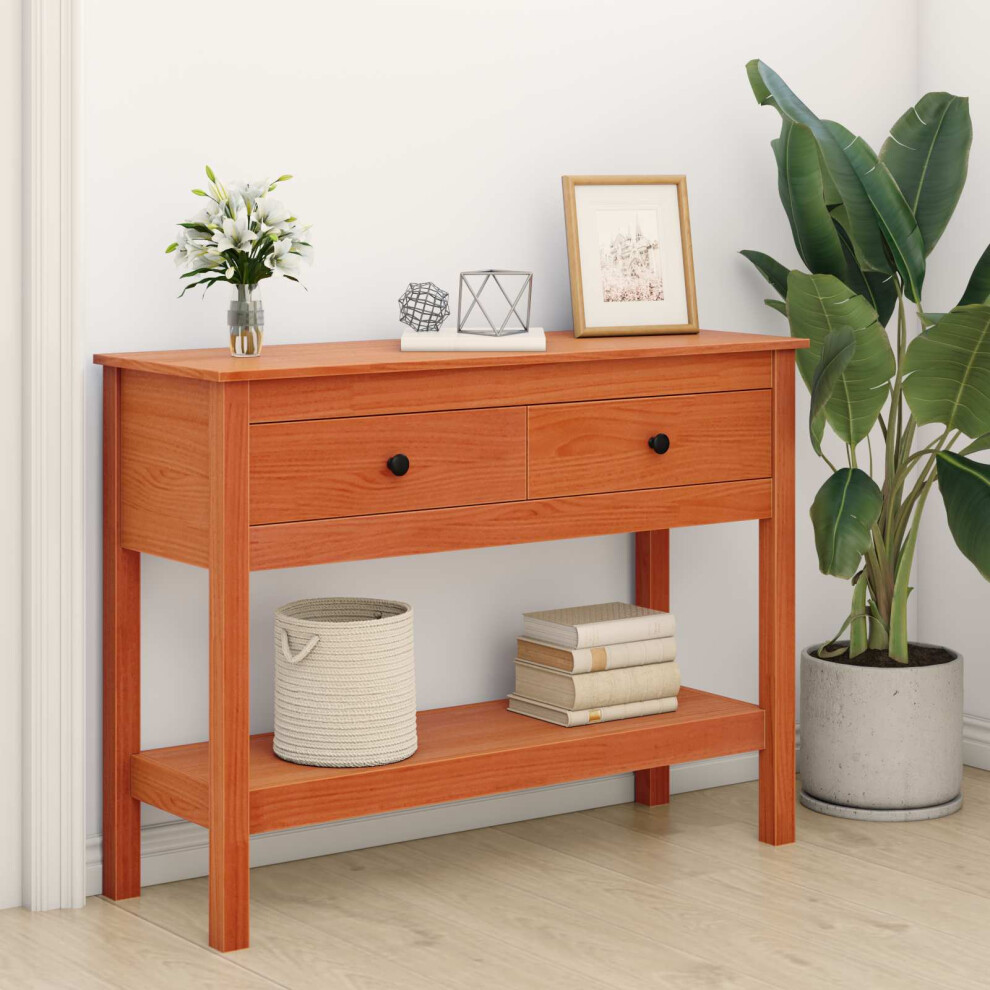 Vidaxl Console Table Wax 100 X 35 X 75 Cm Soild Pine Wood Brown