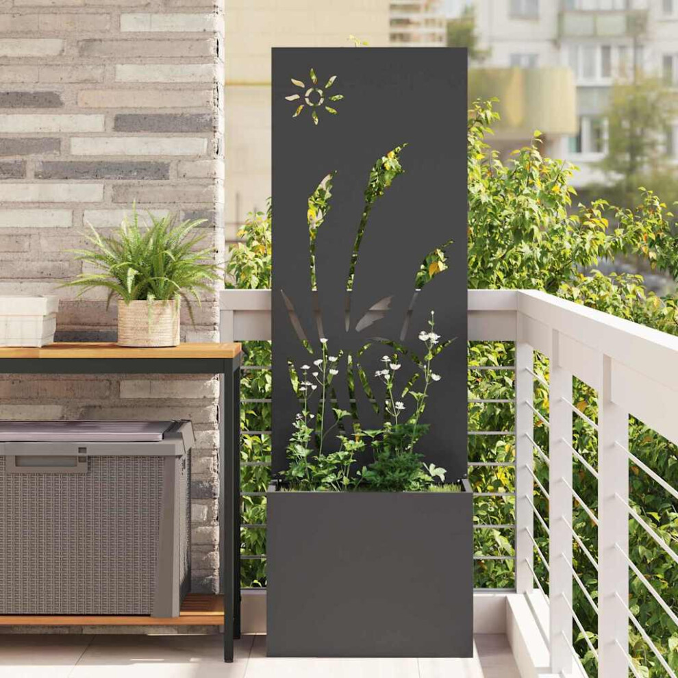 Vidaxl Garden Privacy Screen Black 50 X 140 Cm Cold-Rolled Steel