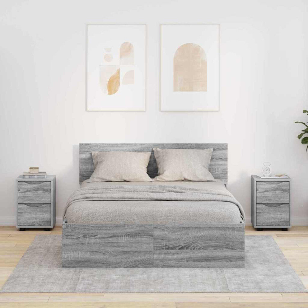Vidaxl Bedside Tables With Drawer 2 Pcs Sonoma 30.5 X 30 X 43 Cm Grey