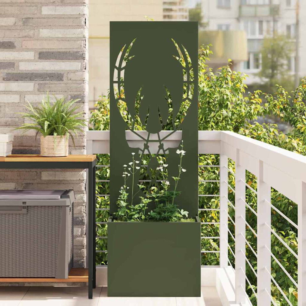 Vidaxl Garden Privacy Screen Olive Green 50 X 140 Cm Cold-Rolled Steel
