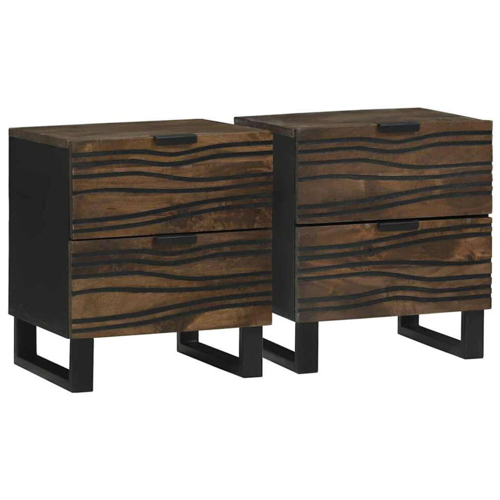 Vidaxl Bedside Cabinet 2 Pcs Walnut 40 X 33 X 46 Cm Solid Acacia Wood
