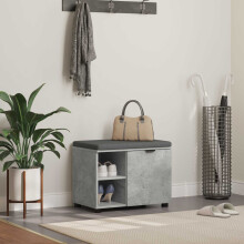 vidaXL Flurbank mit Kissen mit Regal mit Tür Betongrau 60 x 38 x 46 cm