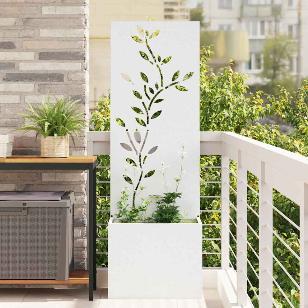 Vidaxl Garden Privacy Screen White 50 X 140 Cm Cold-Rolled Steel