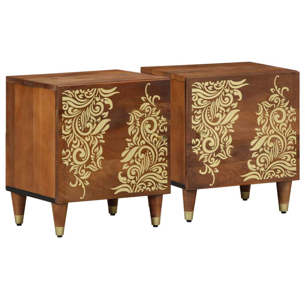 Vidaxl Bedside Cabinet With Door 2 Pcs Honey Brown 40 X 33 X 46 Cm