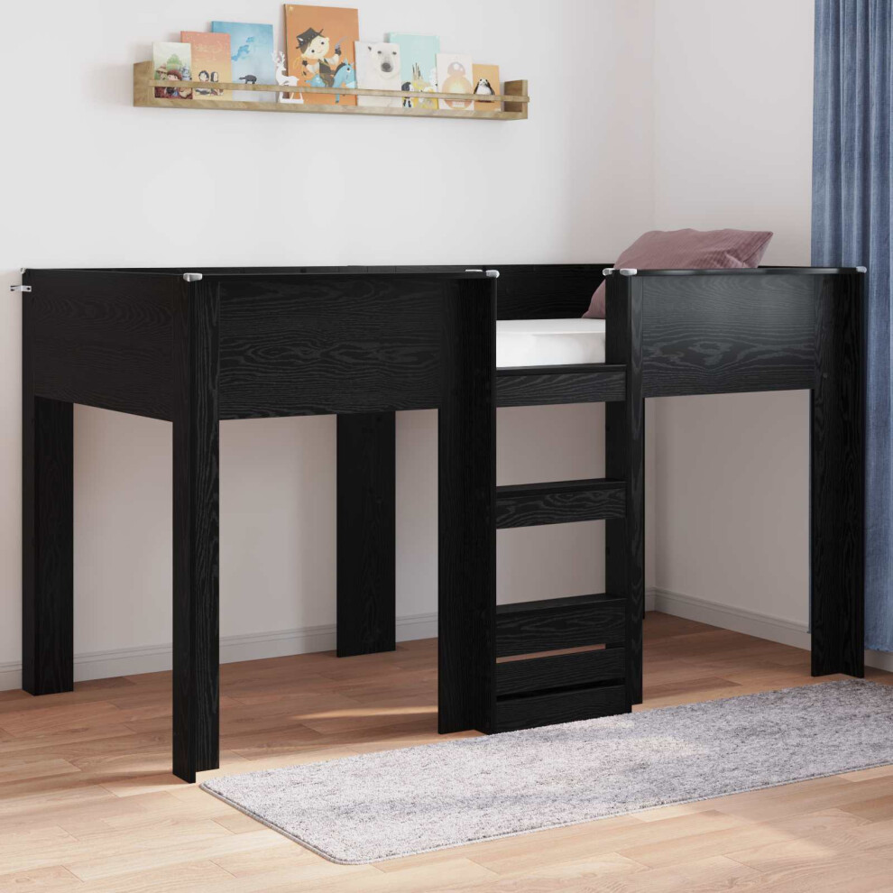 Vidaxl Bunk Bed For Kids Oak 90 X 190 Cm Engineered Wood Black