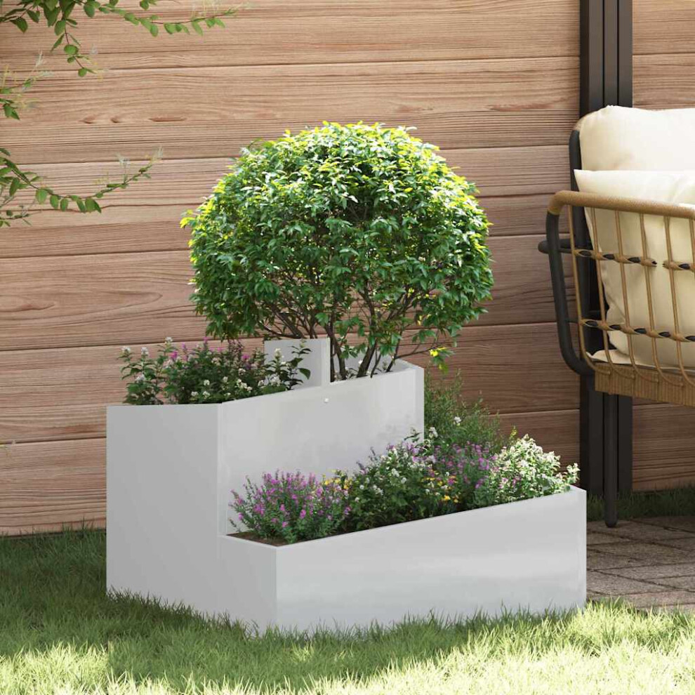Vidaxl Garden Planter 60 X 60 X 50 Cm Galvanised Steel Silver