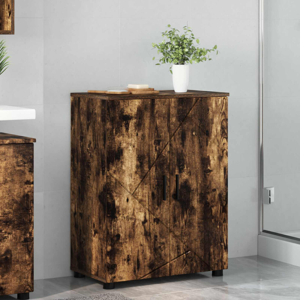 Vidaxl Bathroom Cabinet With Storage Smoked Oak 60 X 35 X 80 Cm