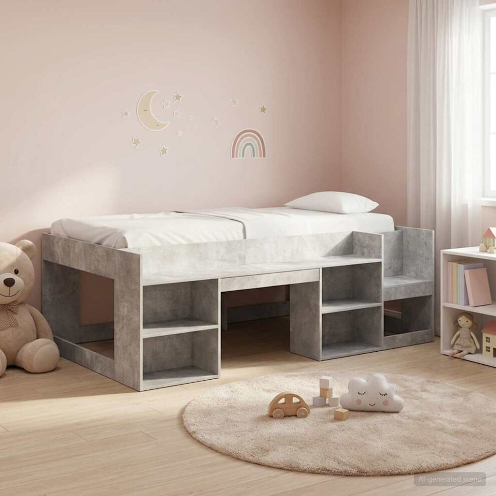 Vidaxl Kids'bed Frame With Storage Concrete 90 X 200 Cm Grey