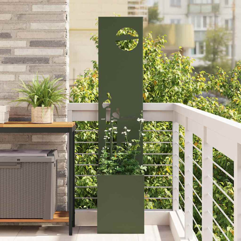 Vidaxl Garden Privacy Screen Olive Green 32 X 140 Cm Cold-Rolled Steel
