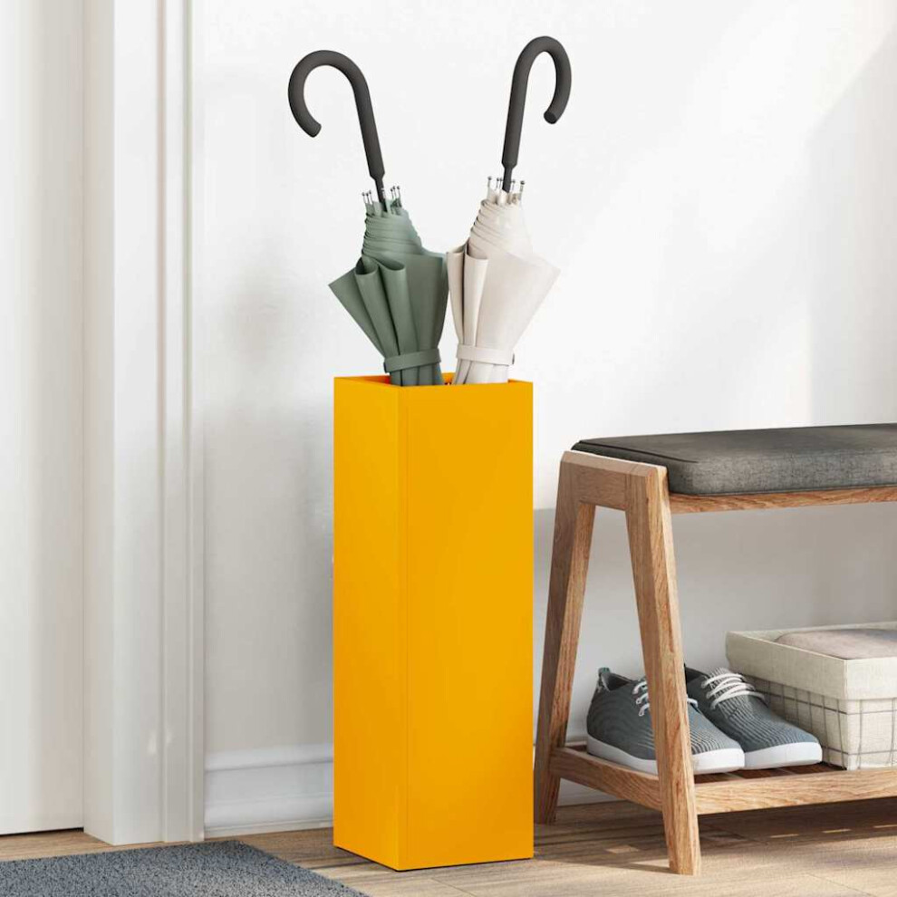Vidaxl Umbrella Stand With Storage Mustard 15.5 X 15.5 X 49 Cm Metal