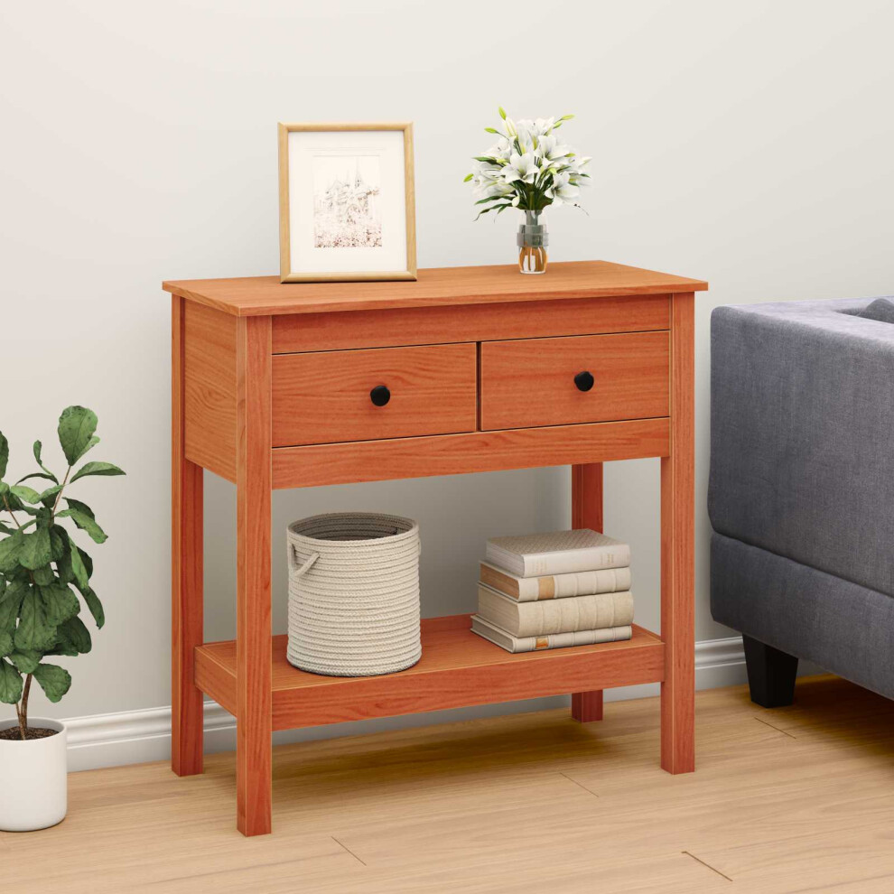 Vidaxl Console Table Wax 75 X 35 X 75 Cm Soild Pine Wood Brown