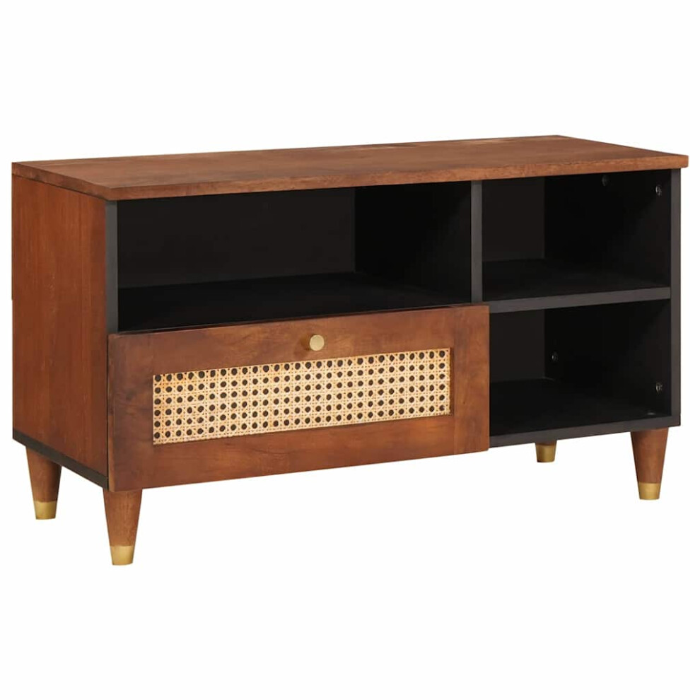 Vidaxl Tv Cabinet With Drawer Brown 80 X 33.5 X 46 Cm Solid Mango Wood