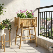 vidaXL Garden Planter with Holder Natural 50 x 38 x 74 cm Bamboo