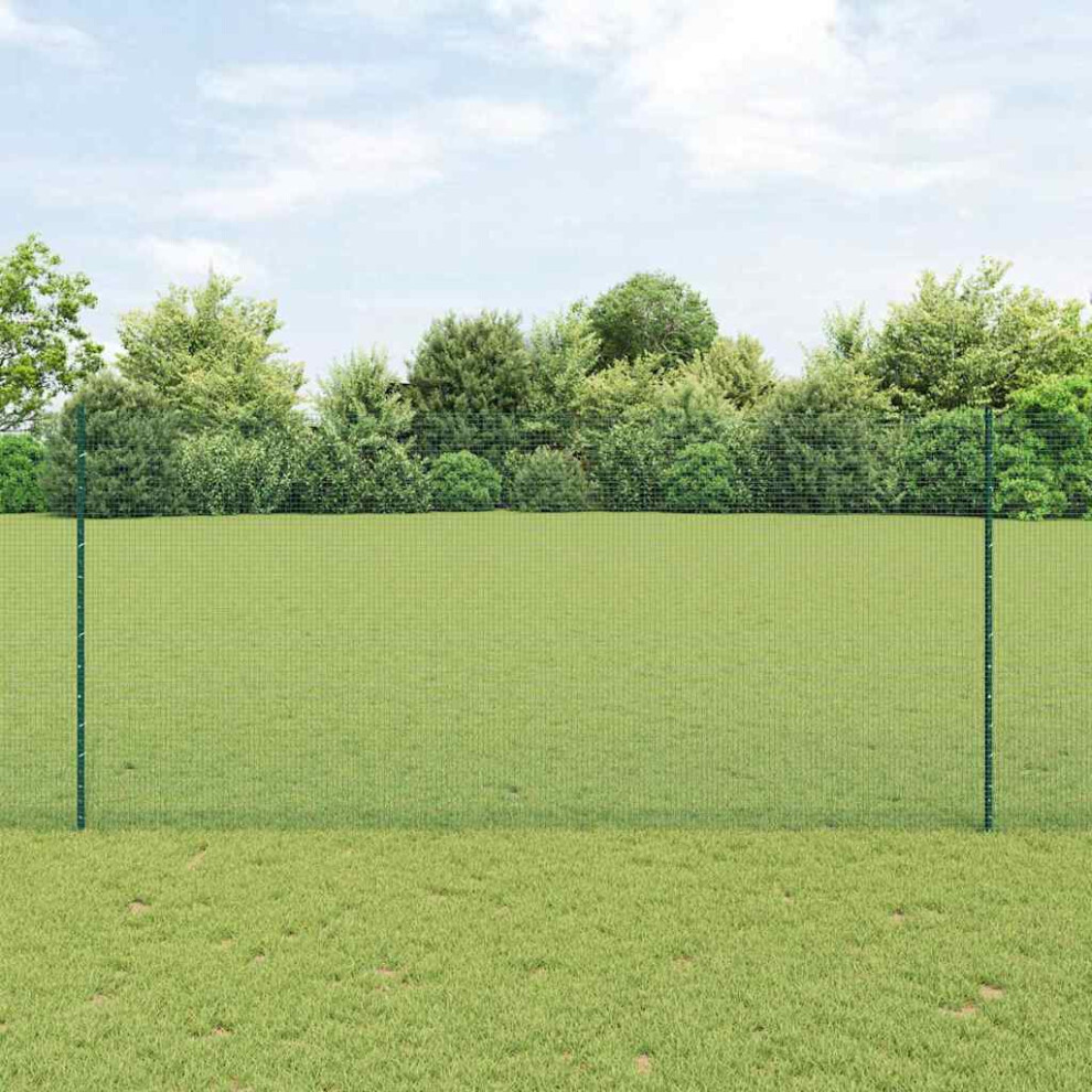 Vidaxl Welded Wire Fence With Post 10 X 1.4 M Pvc-Coated Steel Green