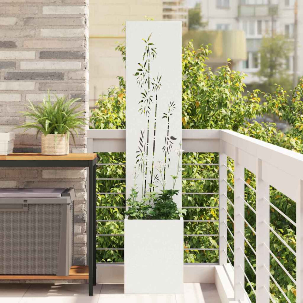 Vidaxl Garden Privacy Screen White 32 X 140 Cm Cold-Rolled Steel