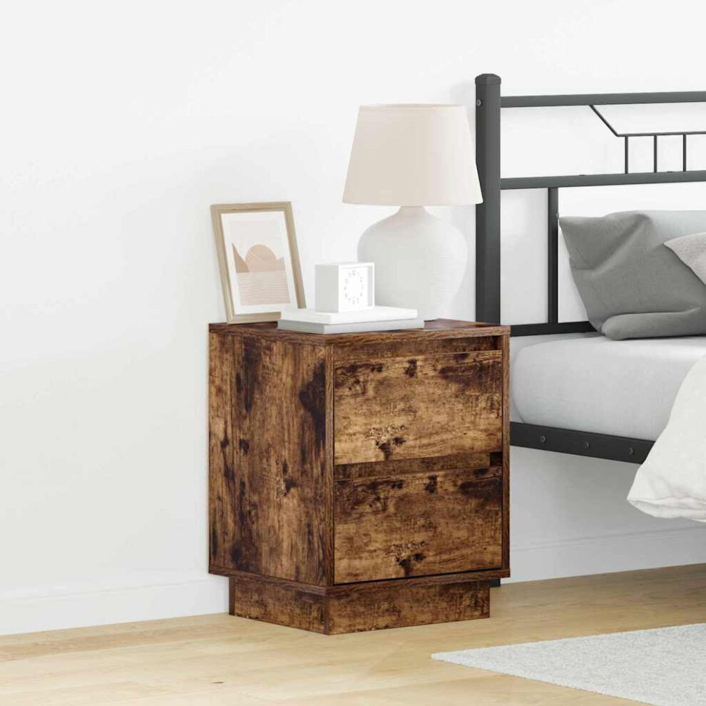 Vidaxl Bedside Cabinet Smoked Oak 39 X 34.5 X 50 Cm Engineered Wood