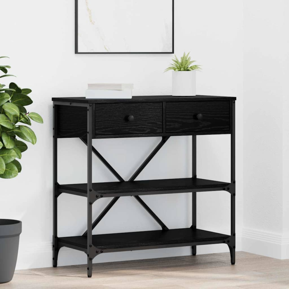 Vidaxl Console Table With Drawer Oak 100 X 34.5 X 75 Cm Wood Black