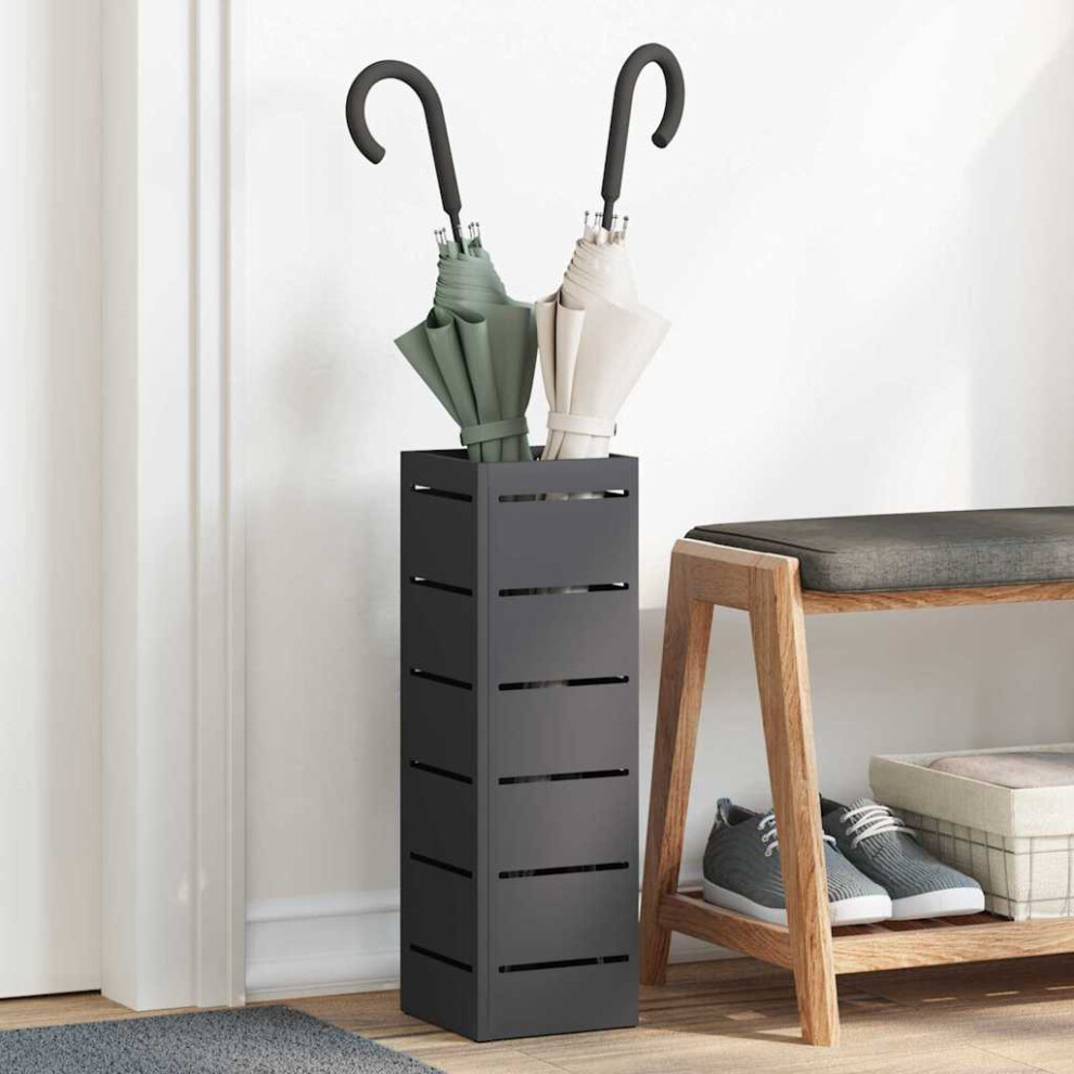 Vidaxl Umbrella Stand With Storage 15.5 X 15.5 X 49 Cm Metal Black