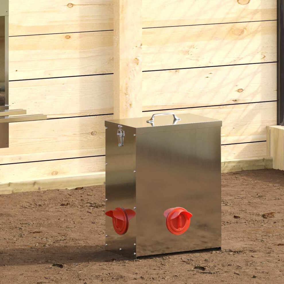 Vidaxl Chicken Feeder Silver 32.5 X 20.5 X 43 Cm Galvanised Steel