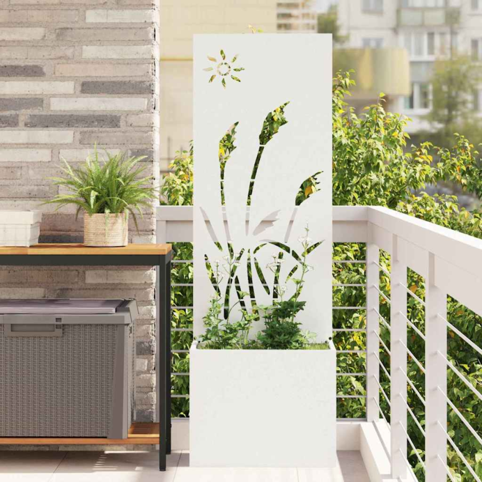Vidaxl Garden Privacy Screen White 50 X 140 Cm Cold-Rolled Steel