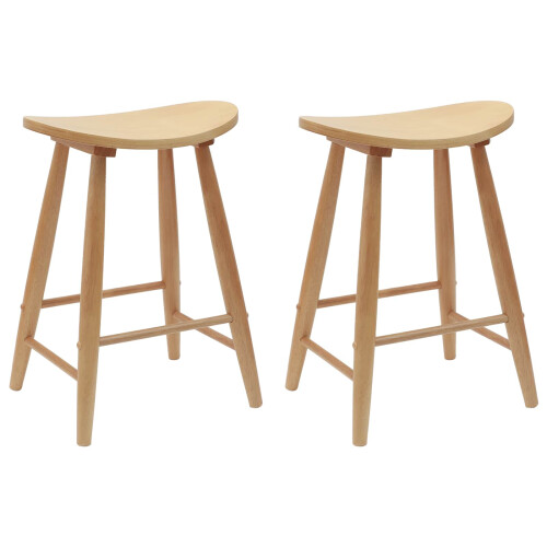 VidaXL vidaXL Dining Chairs 2 pcs Natural 46 x 37 x 63 cm Solid Rubber Wood 1