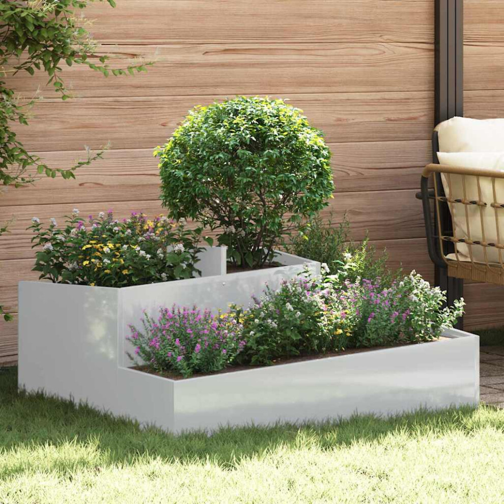 Vidaxl Garden Planter 100 X 100 X 50 Cm Galvanised Steel Silver