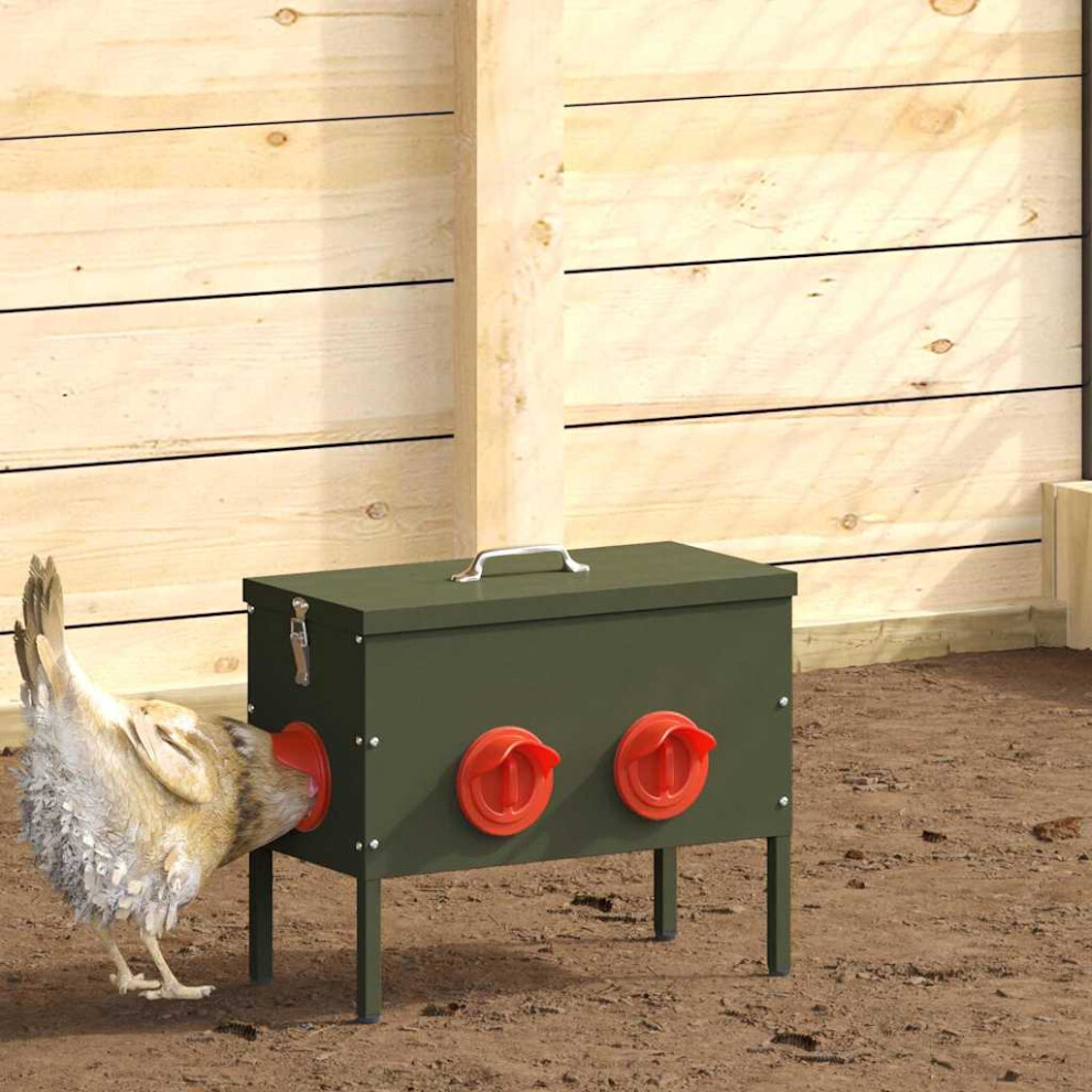 Vidaxl Chicken Feeder 2 Pcs Olive Green 41.5 X 20.5 X 33 Cm
