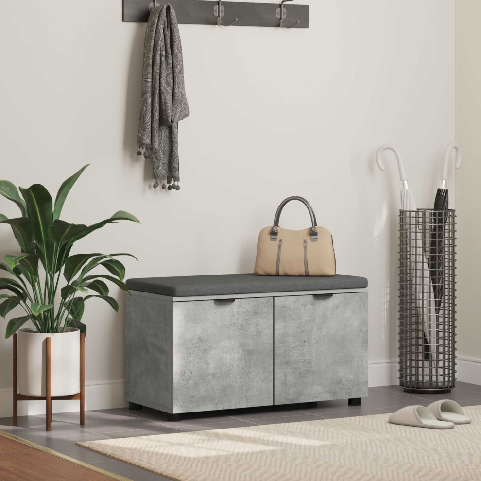 Vidaxl Hall Bench With Cushion With Door Concrete 80 X 38 X 46 Cm Grey