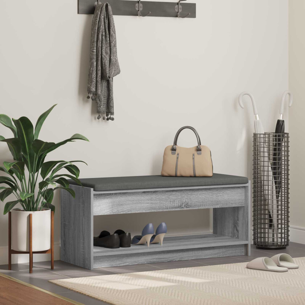 Vidaxl Hall Bench With Cushion With Shelf Sonoma 103 X 38 X 45 Cm Grey