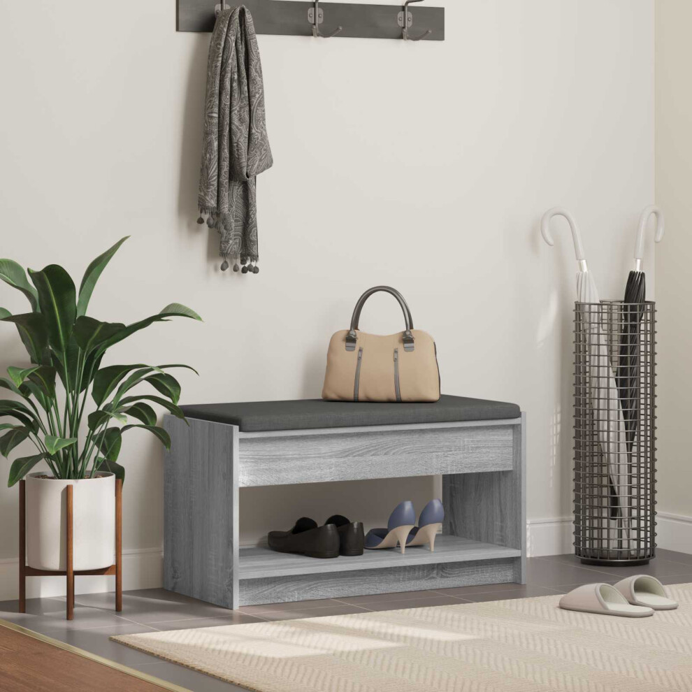 Vidaxl Hall Bench With Cushion With Shelf Sonoma 83 X 38 X 45 Cm Grey