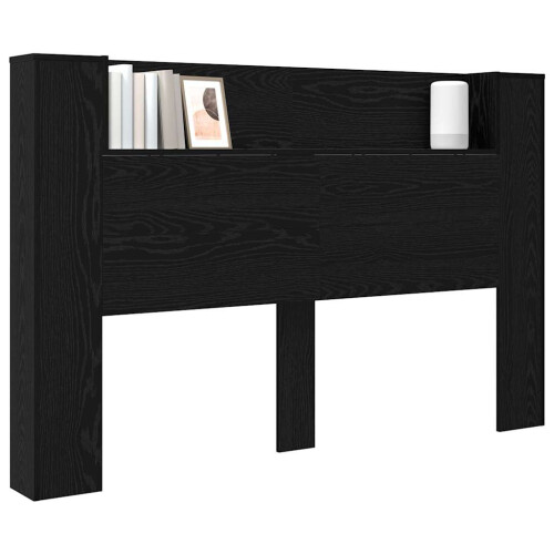 VidaXL vidaXL Storage Headboard with LED Black Oak Engineered Wood 1