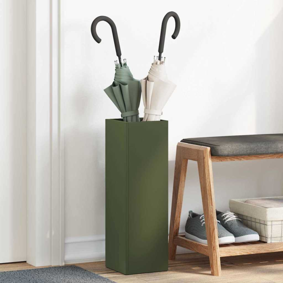 Vidaxl Umbrella Stand With Storage Olive 15.5 X 15.5 X 49 Cm Metal