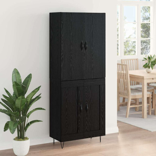 VidaXL vidaXL Highboard 2 pcs Black Oak Engineered Wood and Glass 2