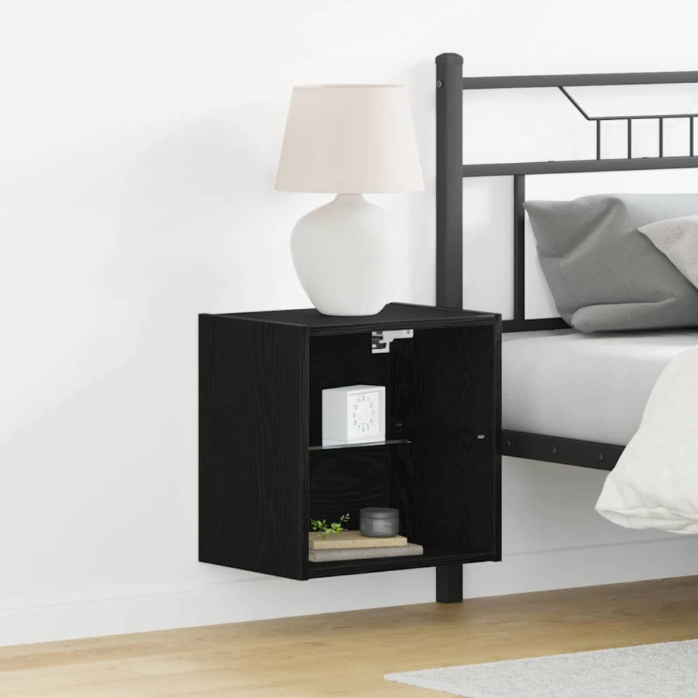 Vidaxl Floating Shelf With Led Light 2 Pcs Black 40 X 28.5 X 40 Cm