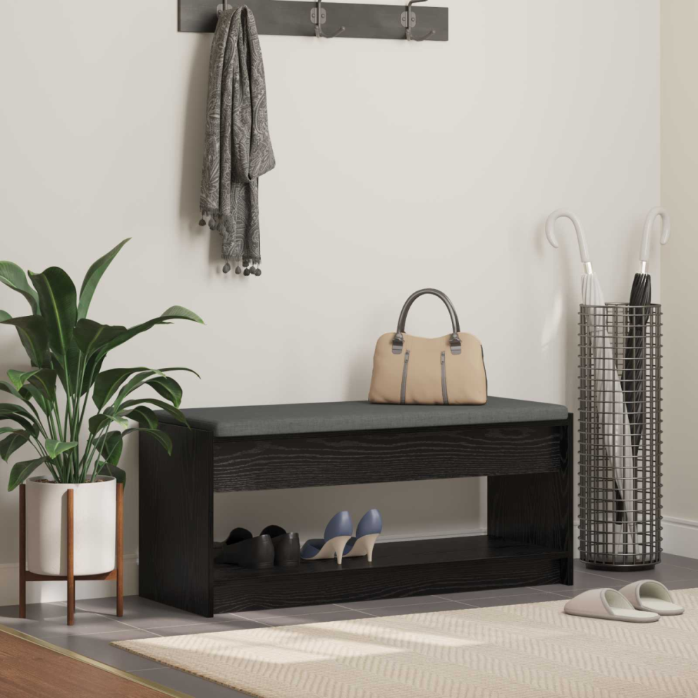 Vidaxl Hall Bench With Cushion With Shelf Oak 103 X 38 X 45 Cm Black