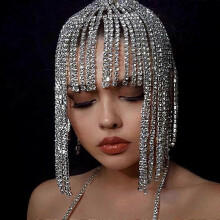 (Type 4, silver) Stonefans Gorgeous Long Tassel Headpiece Rhinestone Hair Chain Headband Bling Bridal Hat Women Crystal Hollow Head Chain JewelryZZ50