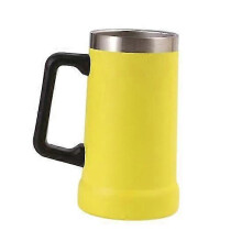 (yellow) 700ML Beer Stein Double Wall Stainless Thermal Steel Coffee Mug Insulation Tumbler for HotZZ50
