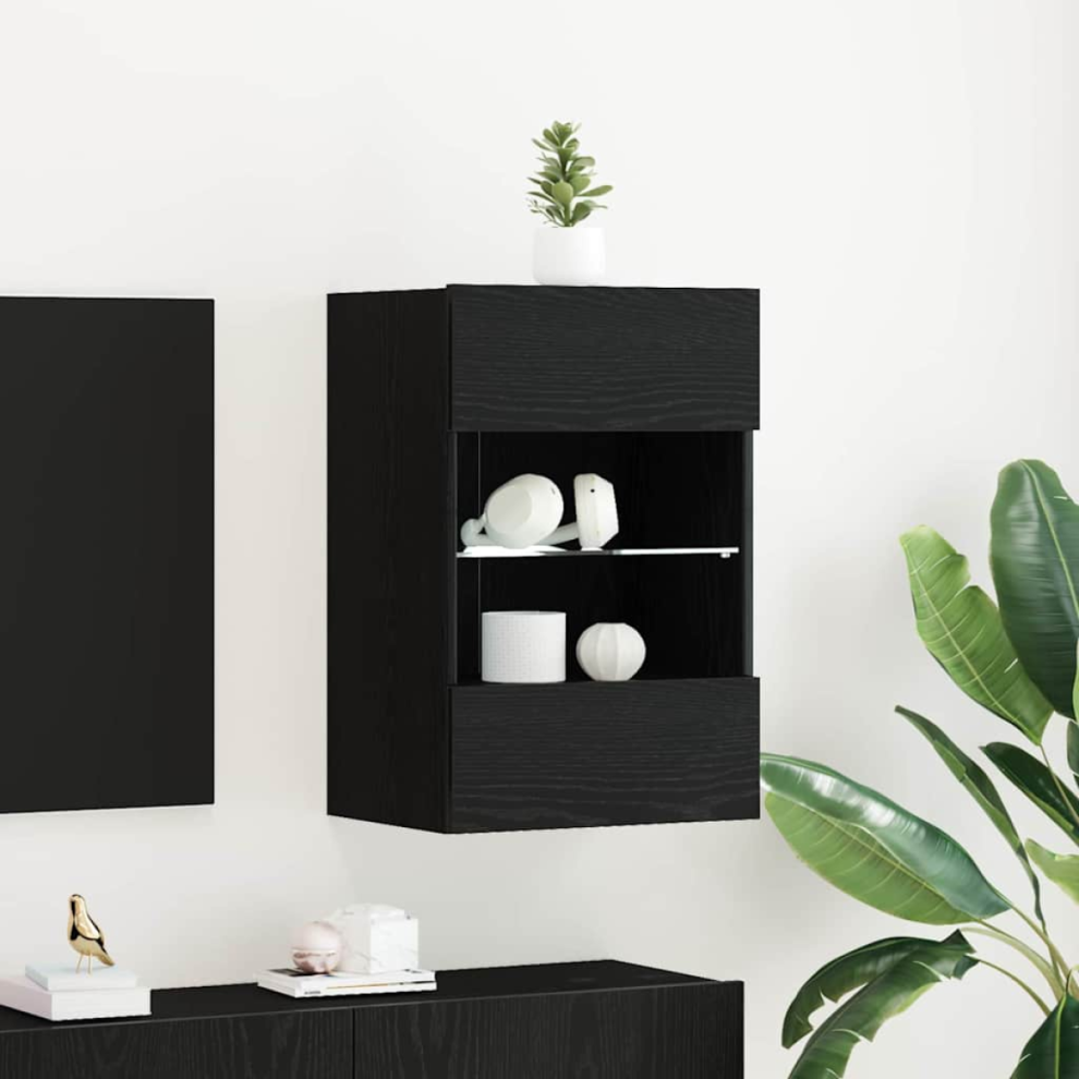 Vidaxl Tv Cabinet Set 2 Pcs Black 40 X 30 X 60.5 Cm Engineered Wood